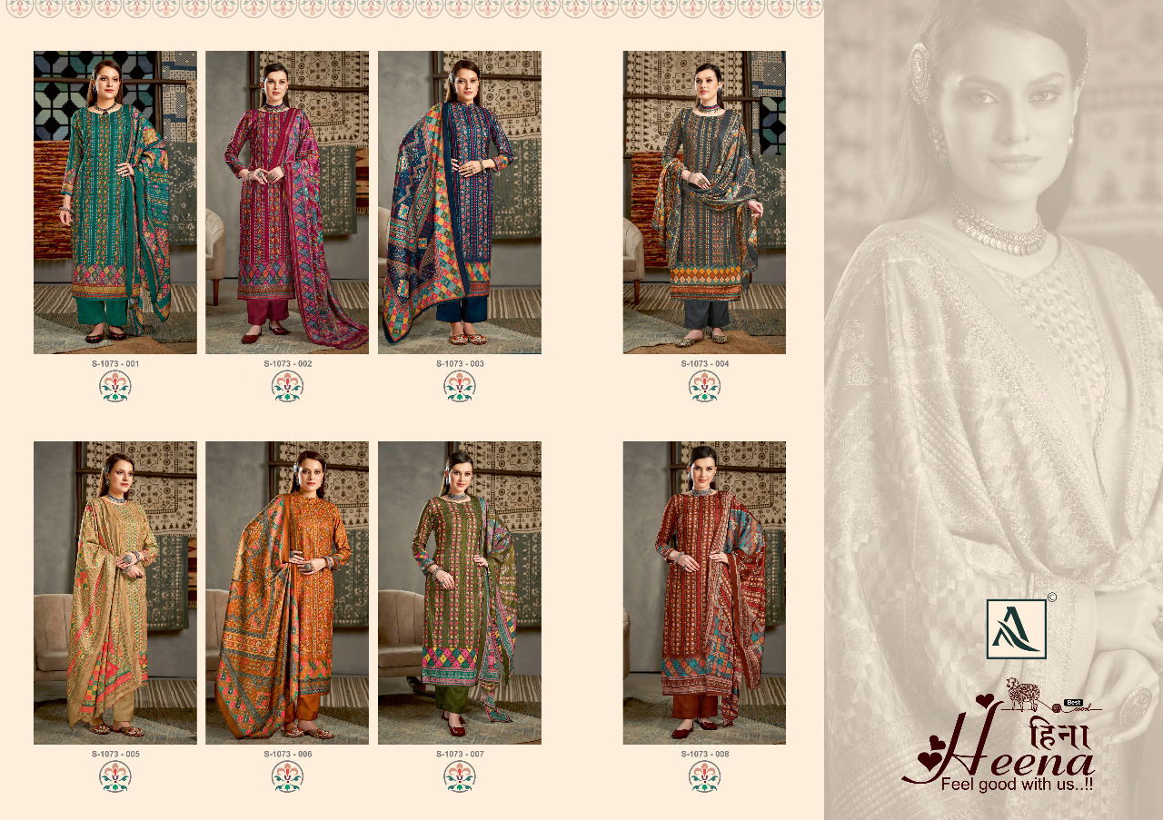 Alok Heena Pure Wool Fancy Wear Pashmina Printed Designer Dress Material Collection 